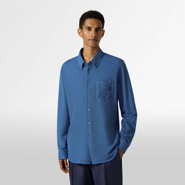 Pique Pocket Scritto Shirt, HELVETIA BLUE, hi-res 2