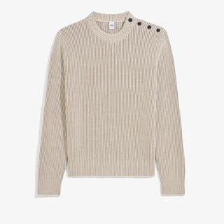 Contrasted Ribbed Crewneck, SAND TAUPE, hi-res