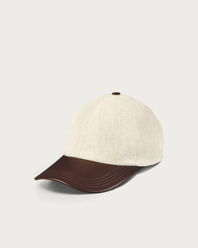 Baseball Cap with Leather Visor, Shades Of Beige, hi-res