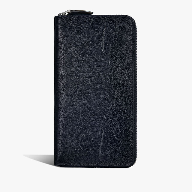 Itauba Scritto Leather Long Zipped Wallet, INDIGO DENIM, hi-res 1
