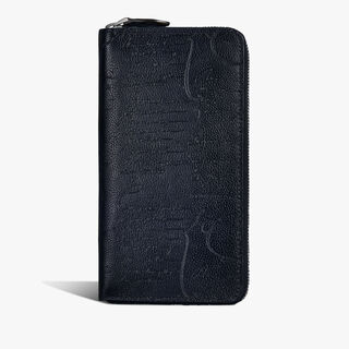 Itauba Scritto Leather Long Zipped Wallet, INDIGO DENIM, hi-res
