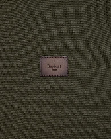 Reversible Scritto Pattern Blouson with Leather Detail, Kaki, hi-res