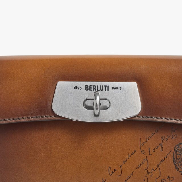 E'Mio Pouch On Strap In Scritto Leather, CACAO INTENSO, hi-res 6