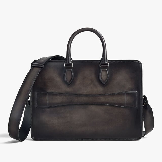 Un Jour Scritto Leather Briefcase, NERO GRIGIO, hi-res 3