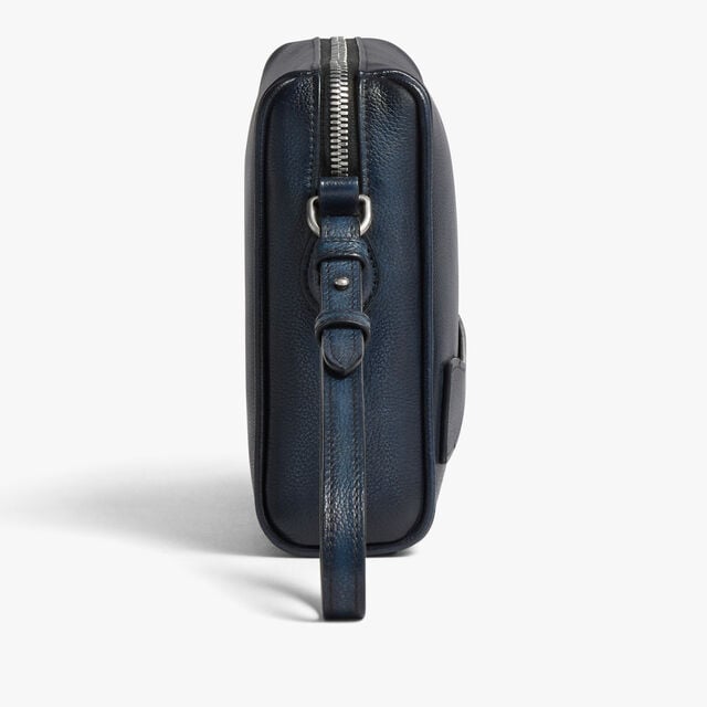 Rosewood Zipped Pouch In Scritto Leather, INDIGO DENIM, hi-res 3
