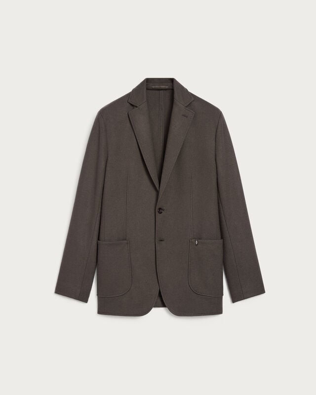 Jersey Jacket with Leather Detail, Chocolate Brown, hi-res