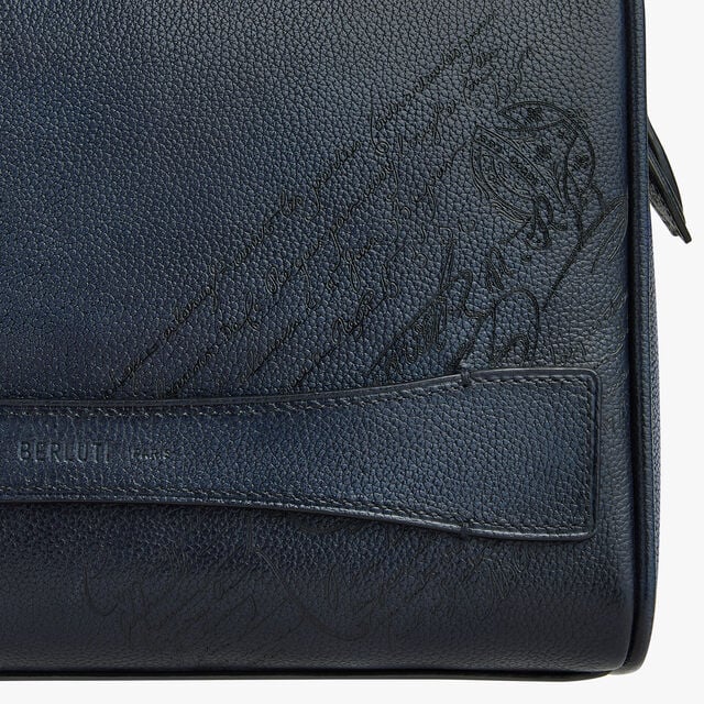 Rosewood Zipped Pouch In Scritto Leather, INDIGO DENIM, hi-res 5