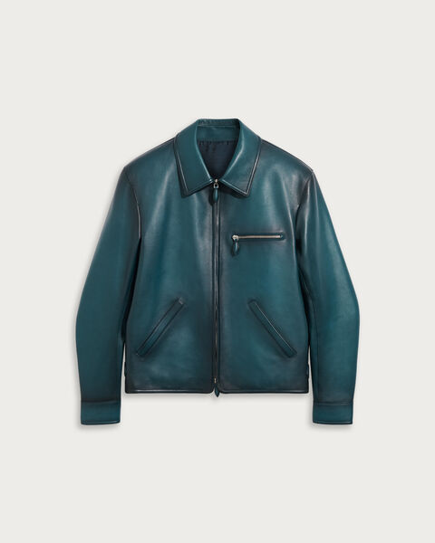 Blouson Un Jour en Cuir Patin&eacute;, Meteorite, hi-res
