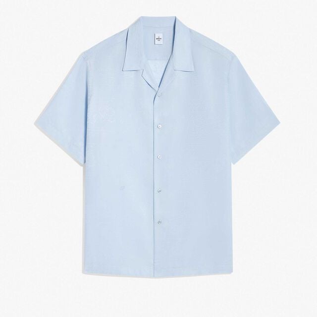 Cotton Silk Scritto Short Sleeves Shirt, SKY BLUE, hi-res 1