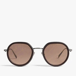 Centaury Metal And Leather Sunglasses, BROWN + BROWN SCRITTO, hi-res