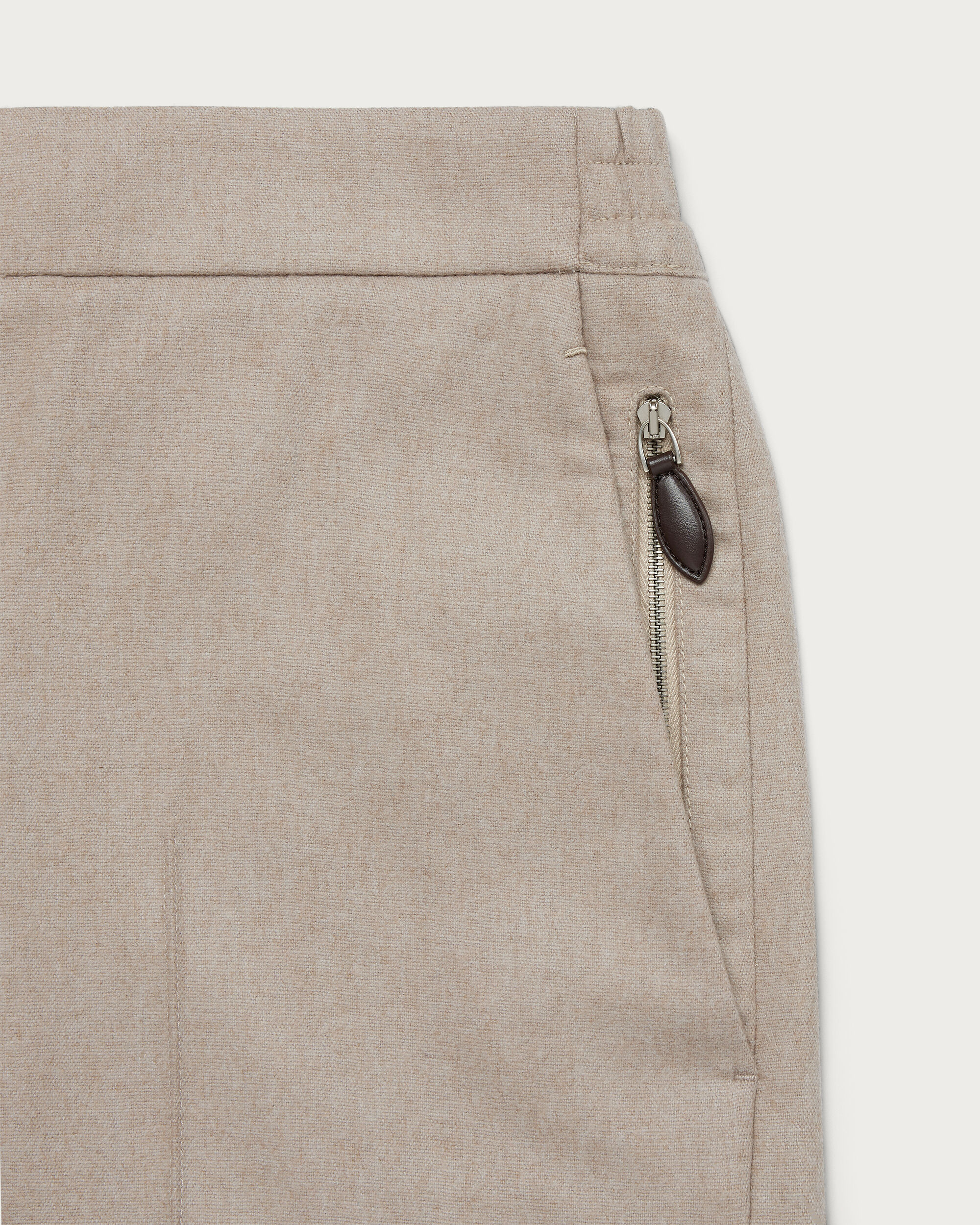 Alessio Trousers with Leather Zip-puller, Warm Beige, Image 1