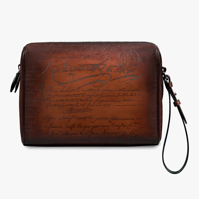 Pochette Zippée Rosewood En Cuir Scritto, CACAO INTENSO, hi-res 2