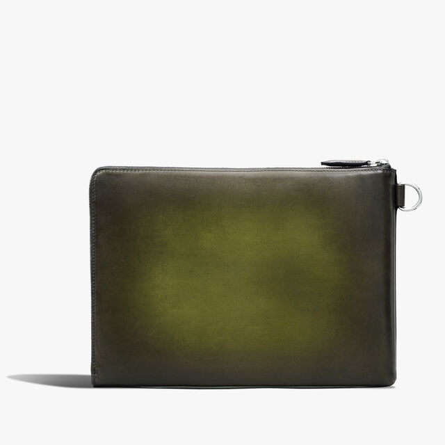 Nino GM Scritto Leather Clutch, NERO CAVIAR, hi-res 3