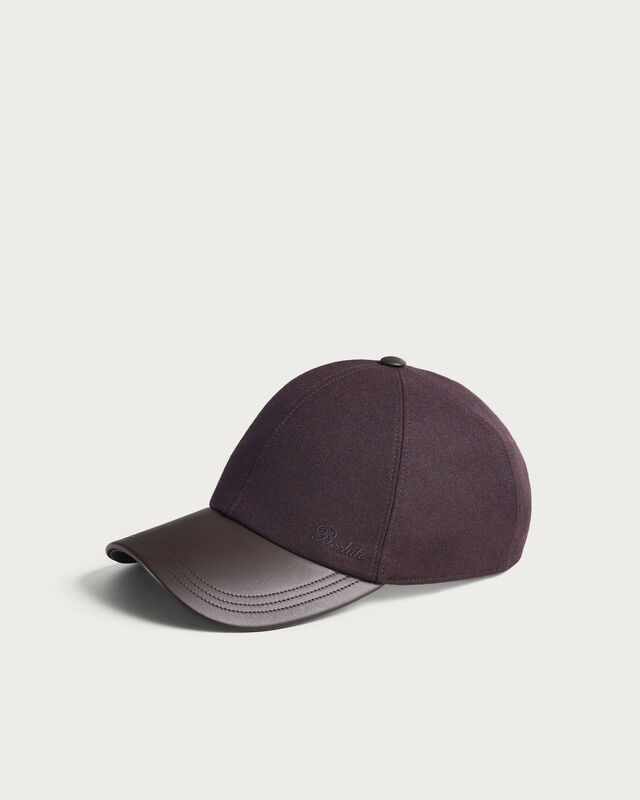 Baseball Cap with Leather Visor, Nero Bordo, hi-res