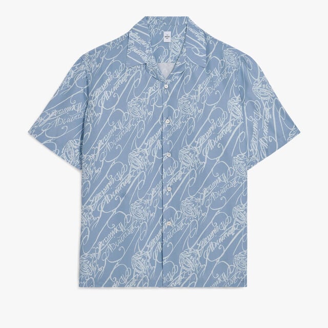 Marbeuf Scritto Short Sleeved Shirt, CORNFLOWER BLUE SCRITTO, hi-res 1