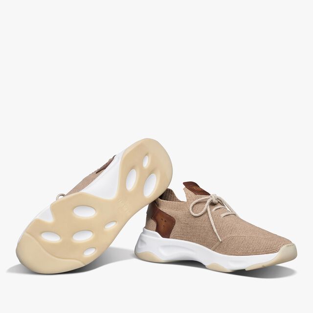 シャドウ カシミヤ＆レザースニーカー, BEIGE, hi-res 4
