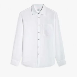 Chemise En Lin Avec Poche Scritto, PAPER WHITE, hi-res