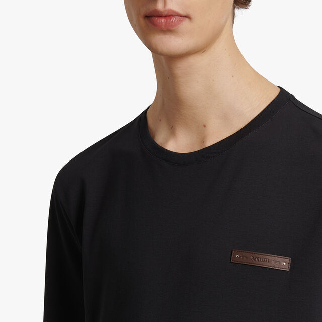 T-Shirt Avec Détail En Cuir Fit Slim, NOIR, hi-res 4