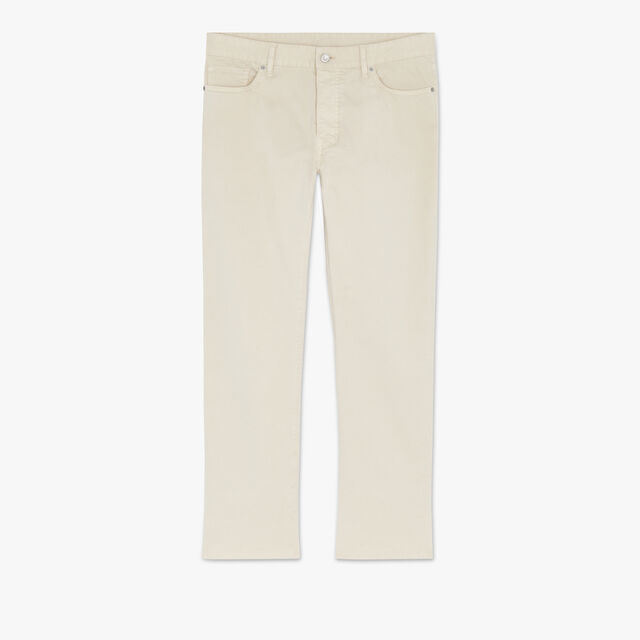 Garment Dyed Denim Trousers, IVORY, hi-res 1