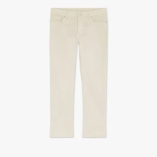 Garment Dyed Denim Trousers, IVORY, hi-res