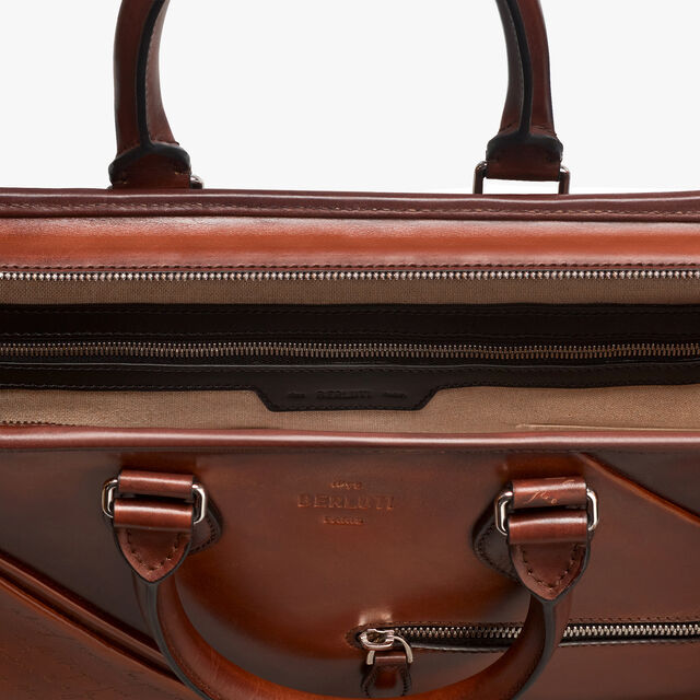Un Jour Small Scritto Drapé Leather Briefcase, CACAO INTENSO, hi-res 7