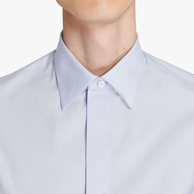 Stretch Cotton Popeline Shirt, PASTEL BLUE, hi-res 5