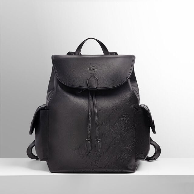 Horizon Scritto Leather Backpack, NERO GRIGIO, hi-res 8