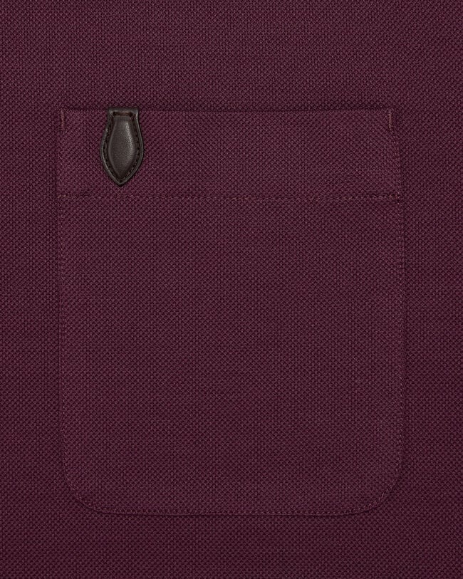Leather Detail Polo, Purple Grape, hi-res