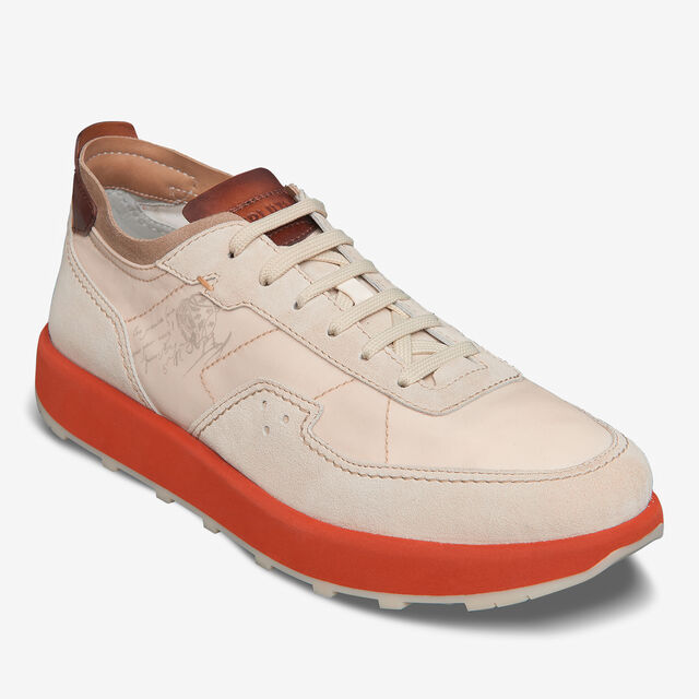 Light Track Suede Calf Leather and Nylon Sneaker, BEIGE, hi-res 6