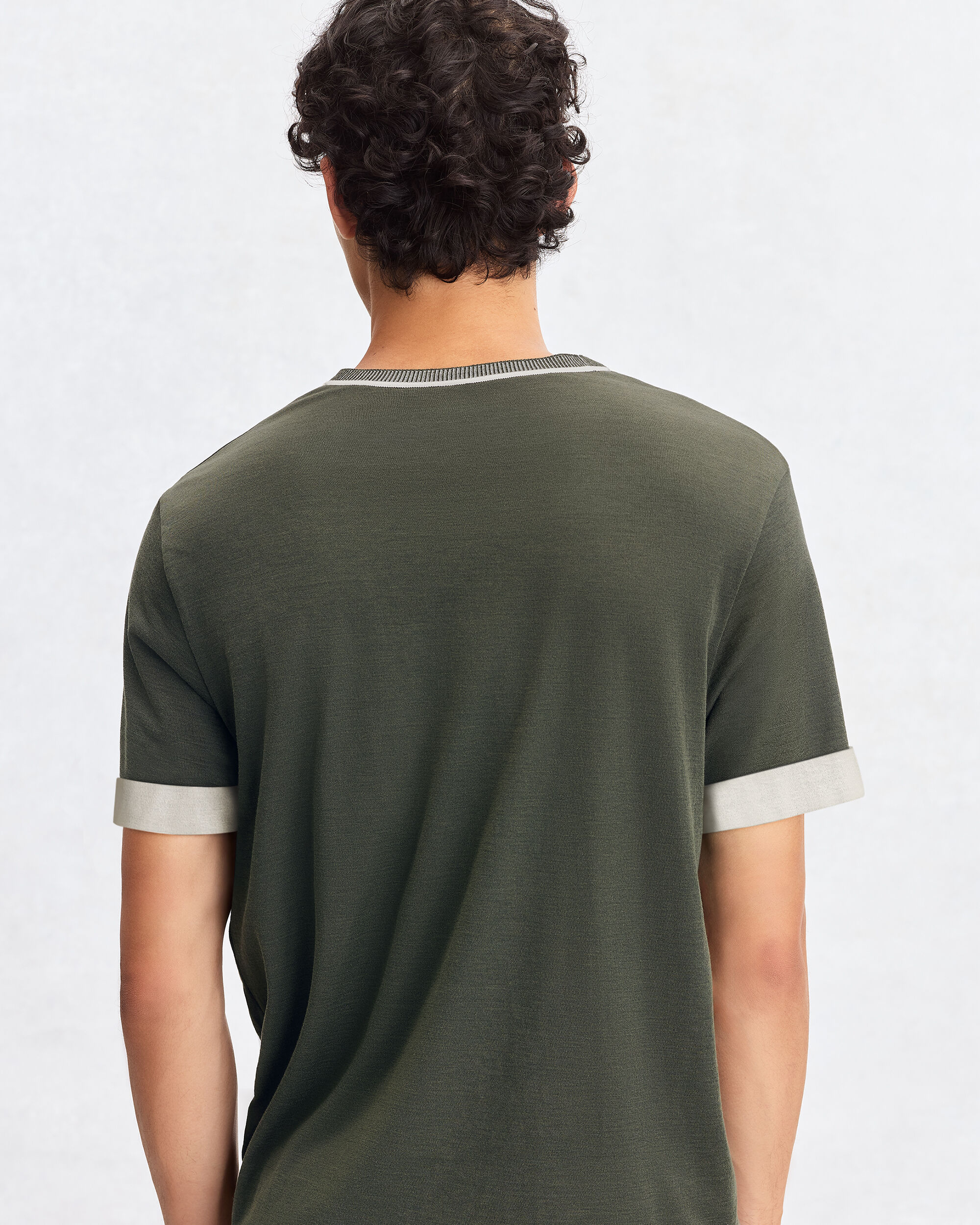 Bicolor Reversible T-Shirt, Ecru & Kaki, hi-res