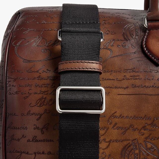 Jour Off MM Scritto Leather Travel Bag, CACAO INTENSO, hi-res 9