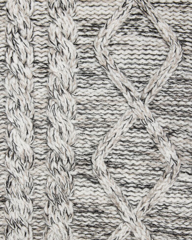 Marl Cables Turtleneck with Leather Detail, Ecru & Noir, hi-res