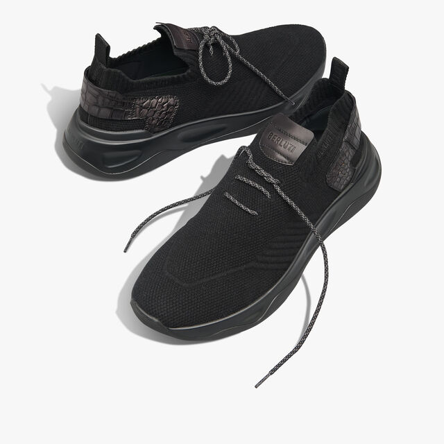 Shadow Cashmere And Alligator Leather Sneaker, BLACK, hi-res 7