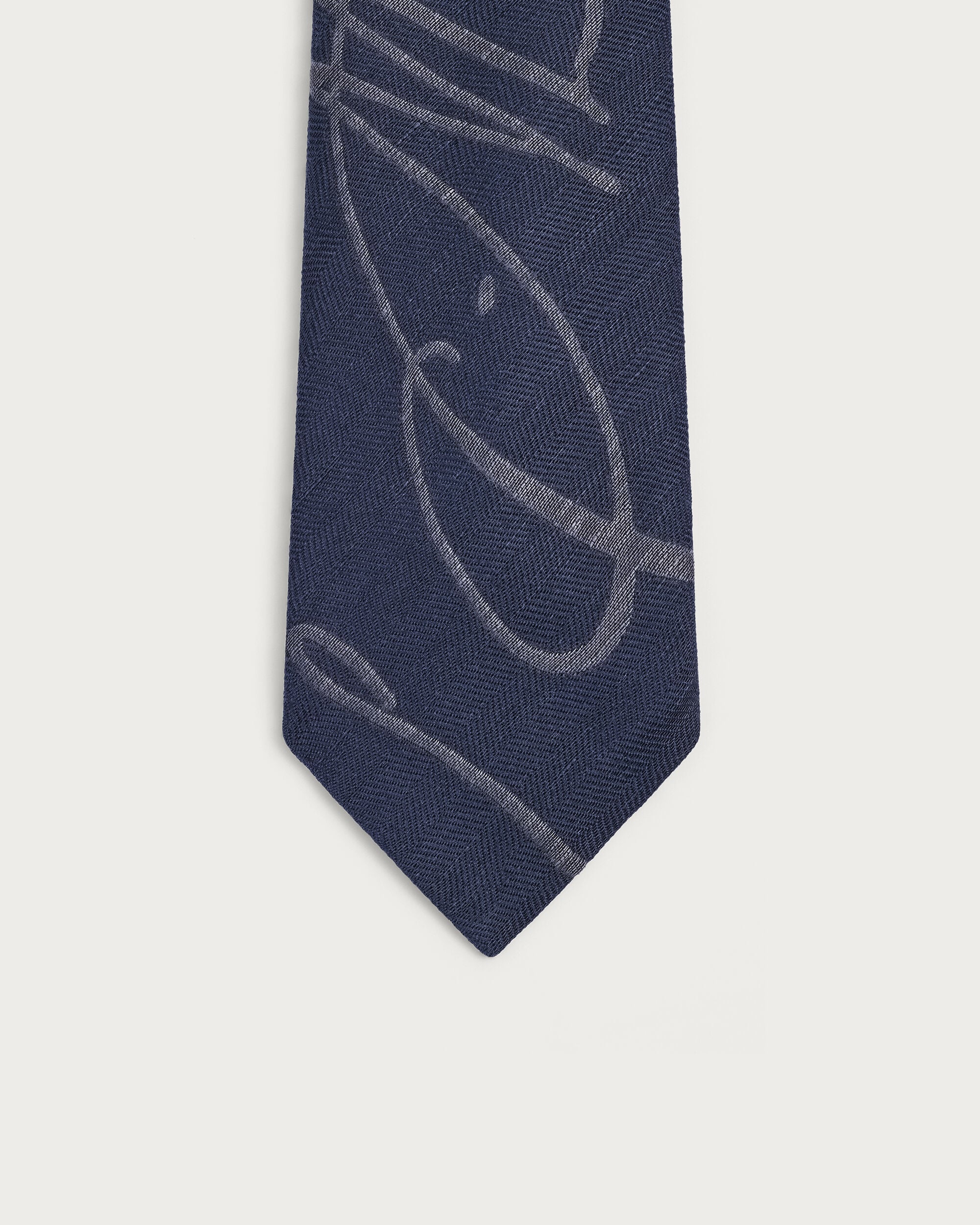 ジャイアント スクリットパターン ヘリンボーン タイ, Cold Night Blue, hi-res