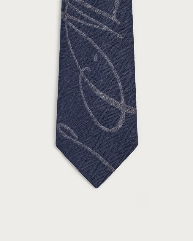 ジャイアント スクリットパターン ヘリンボーン タイ, Cold Night Blue, hi-res