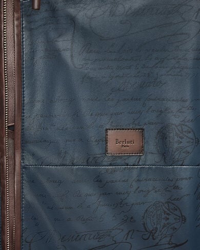 ウルトラライト フライ スクリットパターン レザー フード ブルゾン, Mineral Blue, hi-res