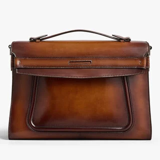 Andy Messenger Leather Briefcase, CACAO INTENSO, hi-res