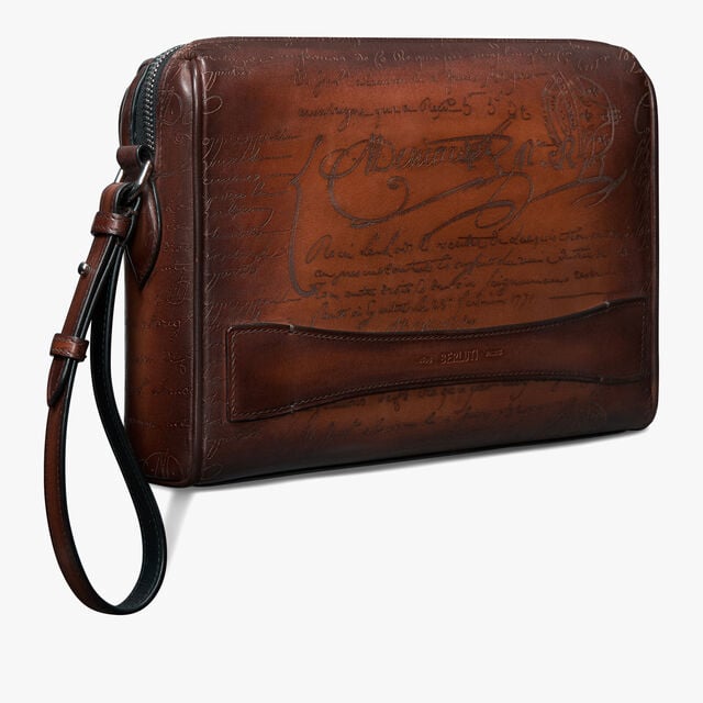 Rosewood Scritto Leather Pouch, CACAO INTENSO, hi-res 3