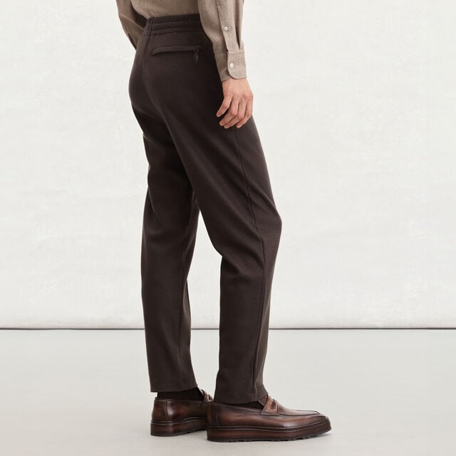 Jersey Wool Pants, CHOCOLATE BROWN, hi-res 3