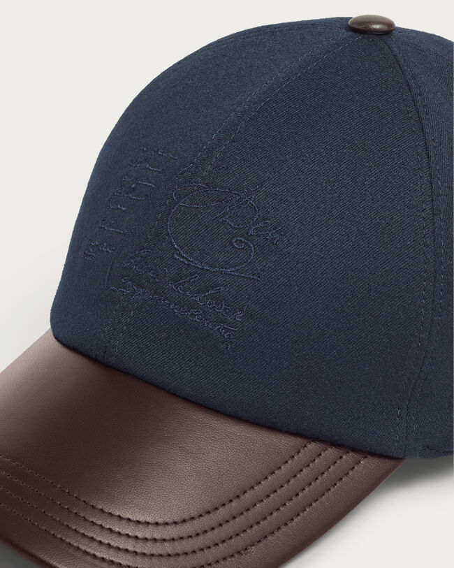 Scritto Cap with Leather Visor, Midnight Blue, hi-res