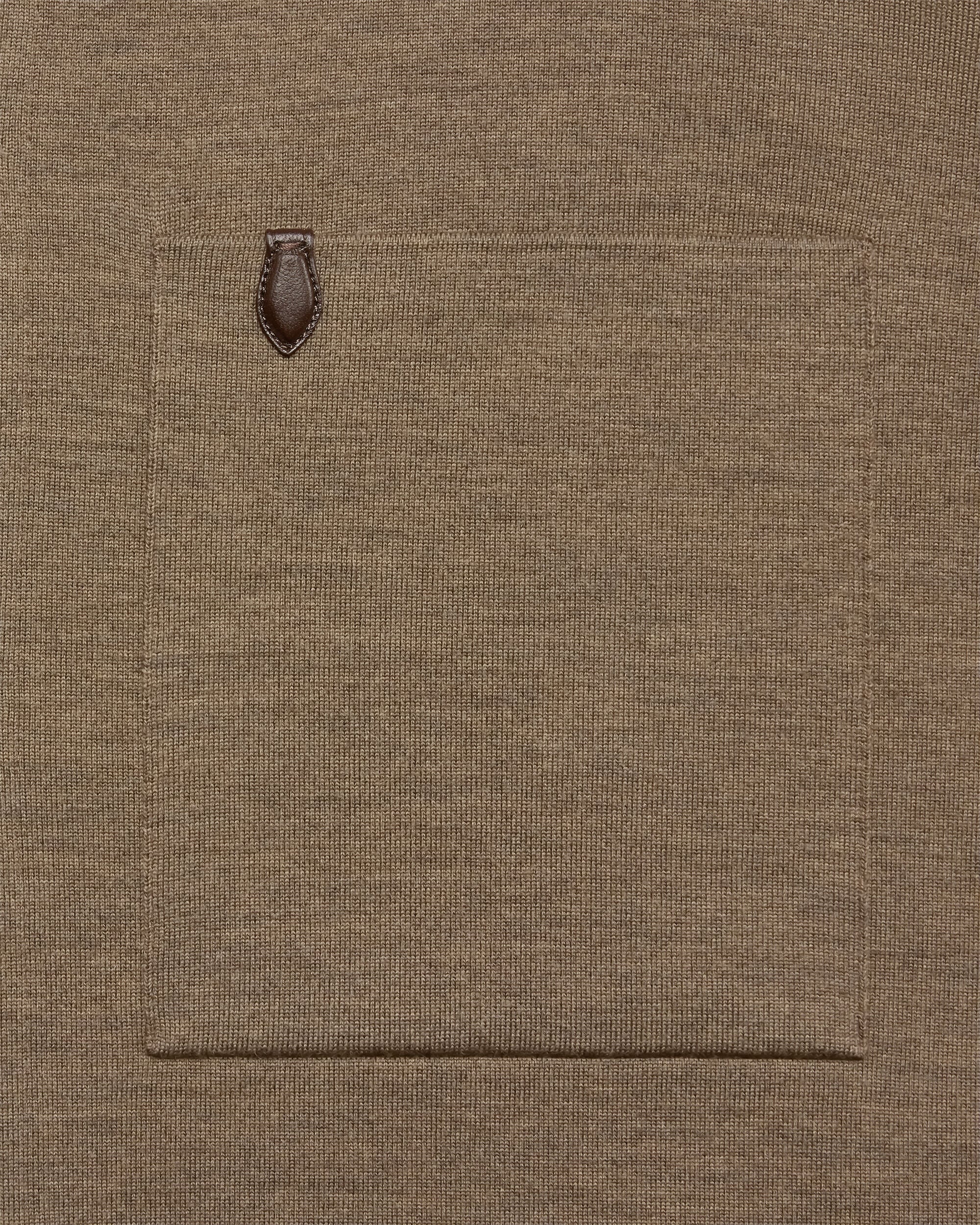 Knitted Overshirt with Leather Details, Bronze Melange, Image 1