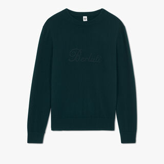 Cashmere Sweater With Embroidered Logo, DARK GREEN, hi-res