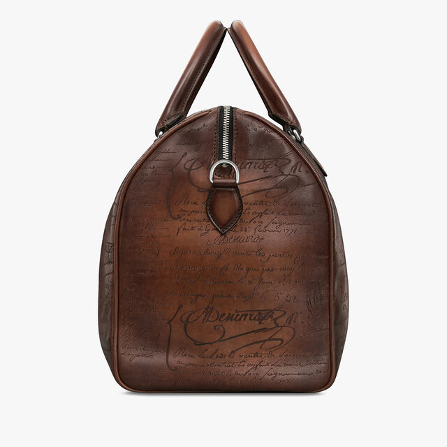 Sac de Voyage Jour Off Moyen Modèle En Cuir Scritto, CACAO INTENSO, hi-res 4