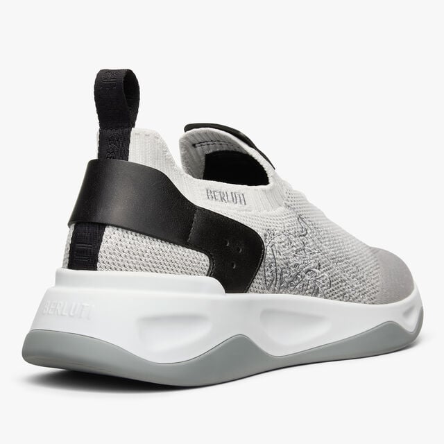 Shadow Scritto Knit And Lagoon Calf Sneaker, GRADIANT DARK GREY, hi-res 5