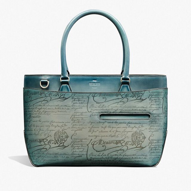 Toujours Mini Gradiant Scritto Leather Tote Bag, STONE DENIM, hi-res 1