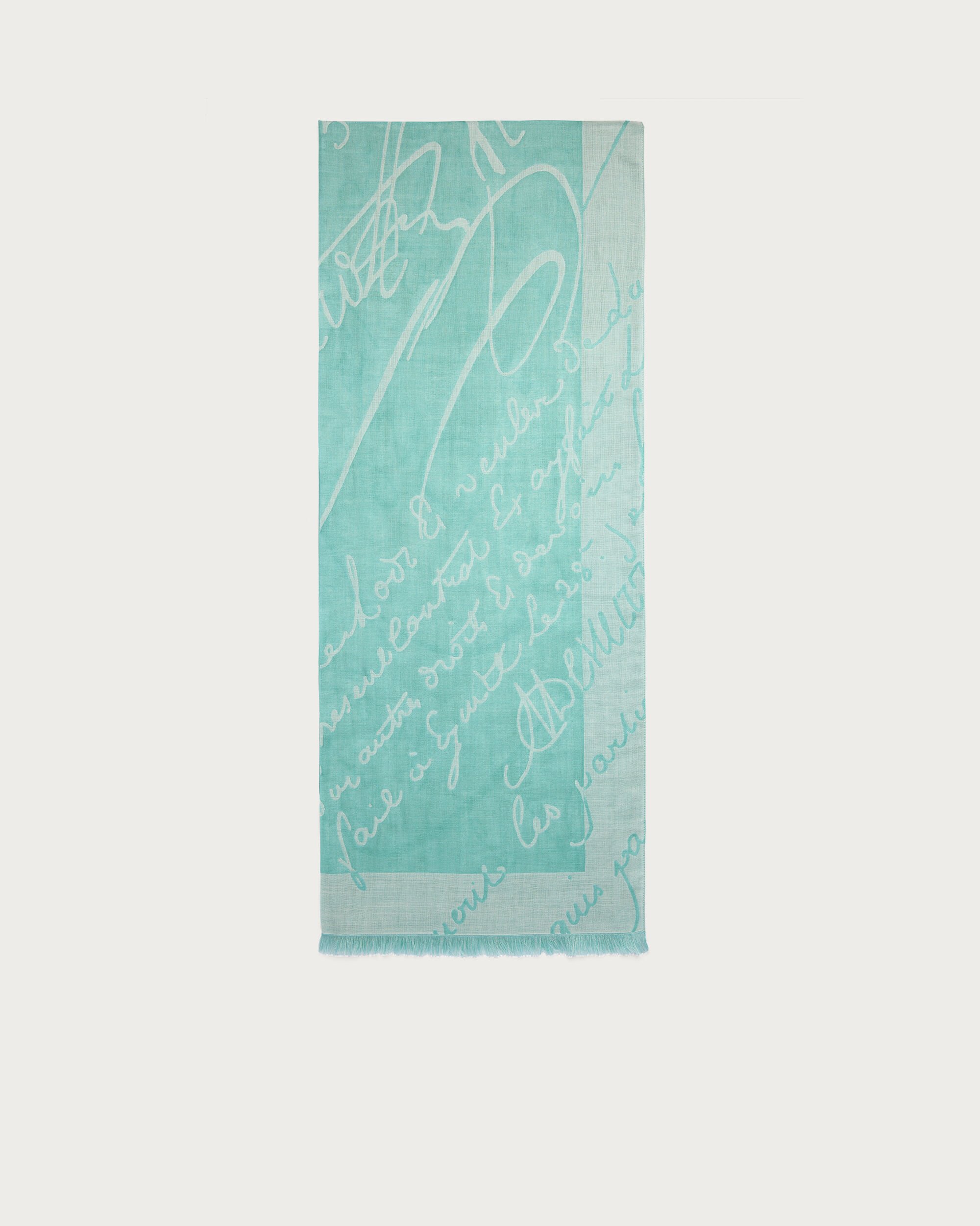 Giant Scritto Pattern Scarf, Aquamarine, hi-res
