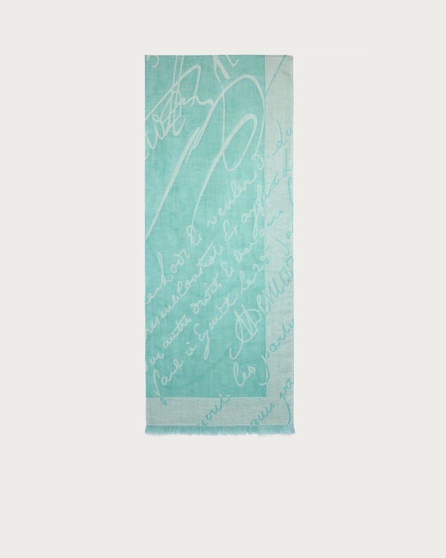 Giant Scritto Pattern Scarf, Aquamarine, hi-res