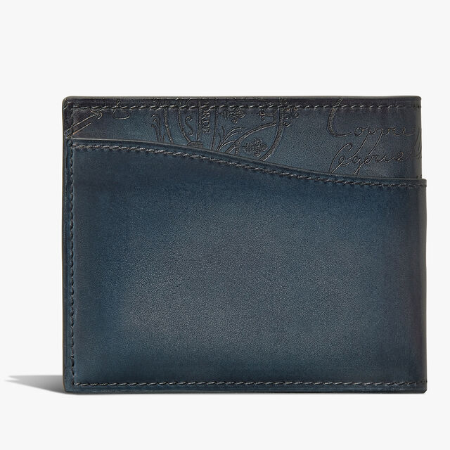 Portefeuille Compact Makore Slim En Cuir Scritto , BLU MINERALE, hi-res 2