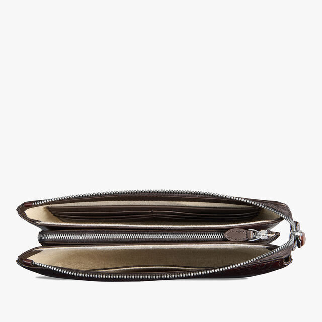 Tersio Scritto Leather Pouch, LEGNO BRUCIATO, hi-res 6