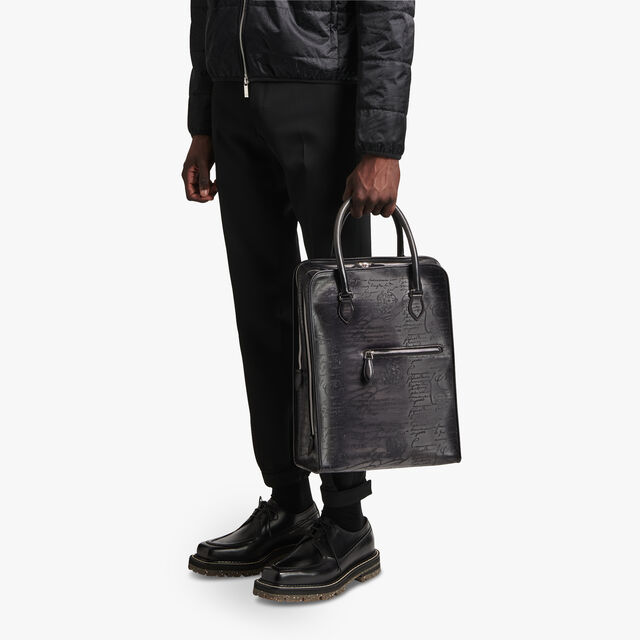 Premier Jour Scritto Leather Backpack, NERO GRIGIO, hi-res